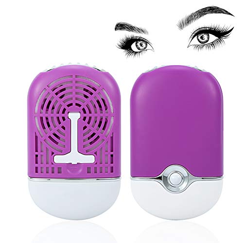 USB Rechargeable Portable Eyelash Blower Dryer - Quick Dry Fan for Eyelash Extensions & Makeup | Mini Cooling Fan with 3 Color Options (Purple) | Perfect for Salons, Home Use & Travel Beauty Essentials