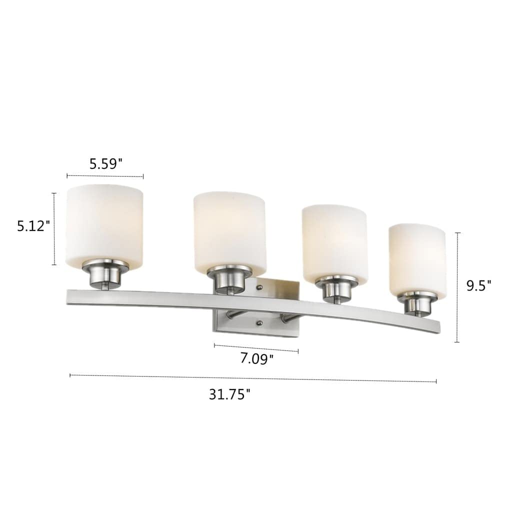 Chloe Transitional 4-Light Brushed Nickel Bathroom Vanity Light Fixture - Perfect for Modern Bathrooms, Powder Rooms & Dressing Areas