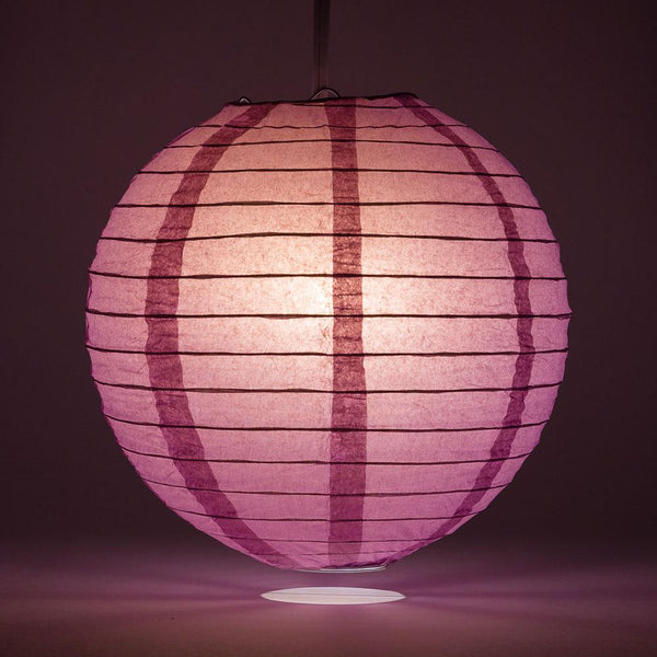 5 Pack 8 Inch Violet/Orchid Round Paper Lanterns with Even Ribbing - Chinese Hanging Decor for Weddings, Parties & Home Celebration