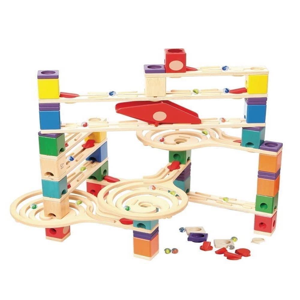 Hape Quadrilla Vertigo Wooden Marble Run Construction Set - STEM Educational Toy for Kids & Families - Safe Wooden Building Blocks for Creative Play - Perfect for Family Game Nights & Indoor Activities