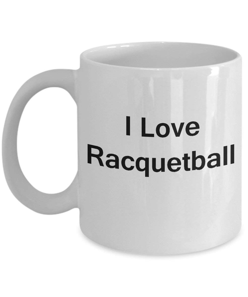 Funny Racquetball Lover Coffee Mug - 11oz Porcelain White Tea Cup - Perfect Valentine's Day & Office Gift for Sports Fans