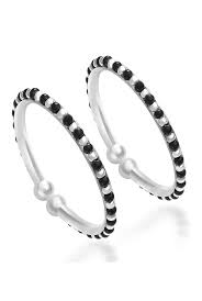 925 Sterling Silver Unisex Black Beaded Baby Bangle Bracelet Set - Trendy Handmade Jewelry for Newborns, Christening Gifts & Baby Shower Favors
