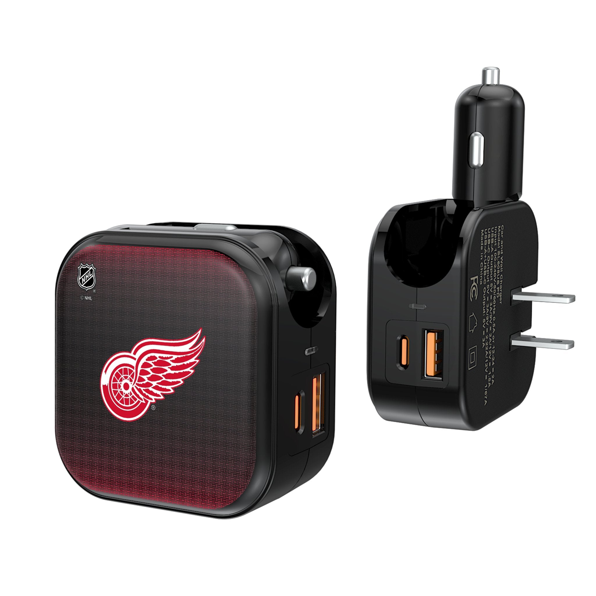 Detroit Red Wings 2-in-1 USB & AC Charger - Fast Charging Cable for iPhone Android Devices - Perfect for Home, Office & Travel