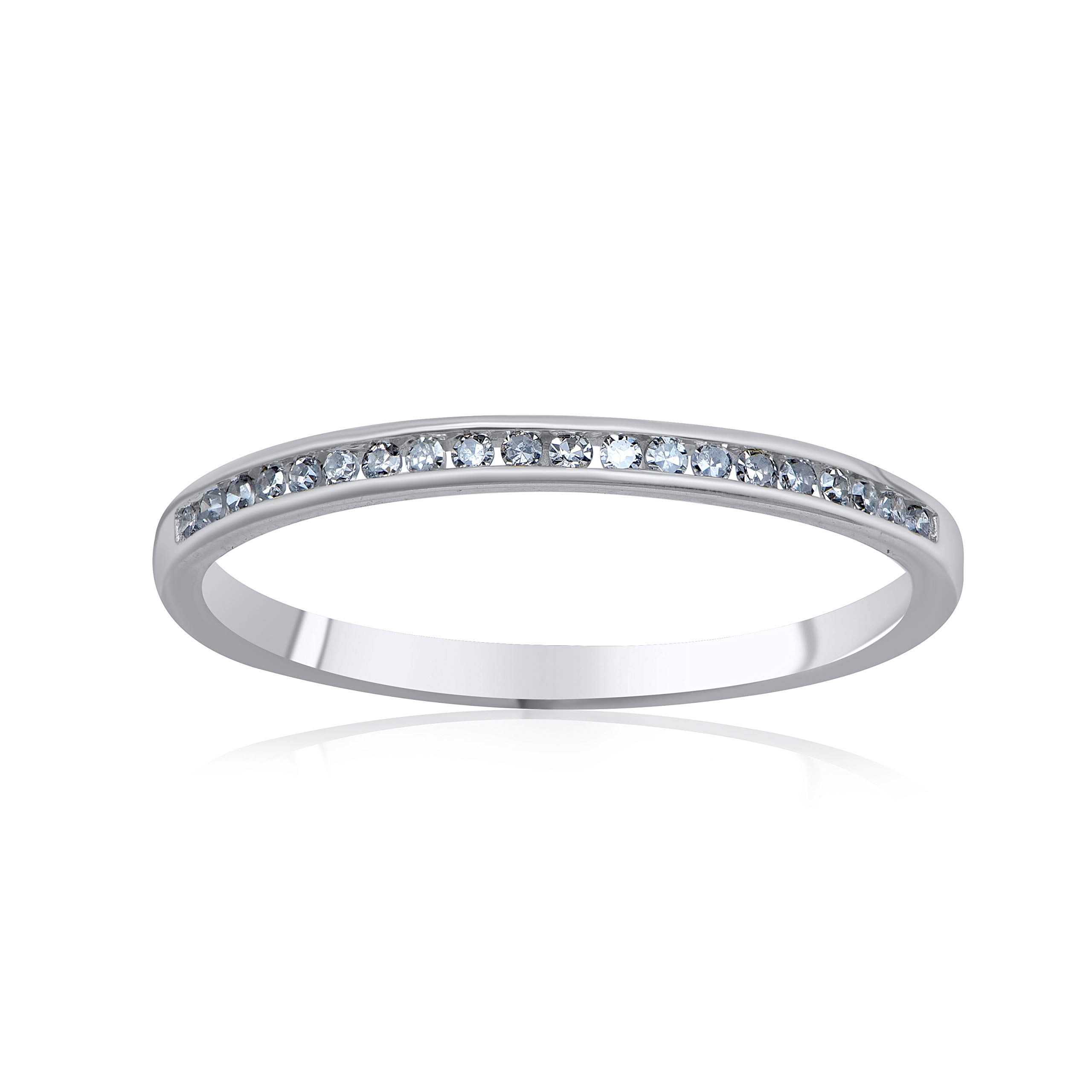 1/10 CTTW Natural Round Diamond Half Eternity Stackable Wedding Band Ring for Women - 10K Rose/Yellow/White Gold (H-I Color, I2 Clarity) | Anniversary Gift, Bridal Jewelry, Stackable Rings for Everyday Wear & Special Occasions