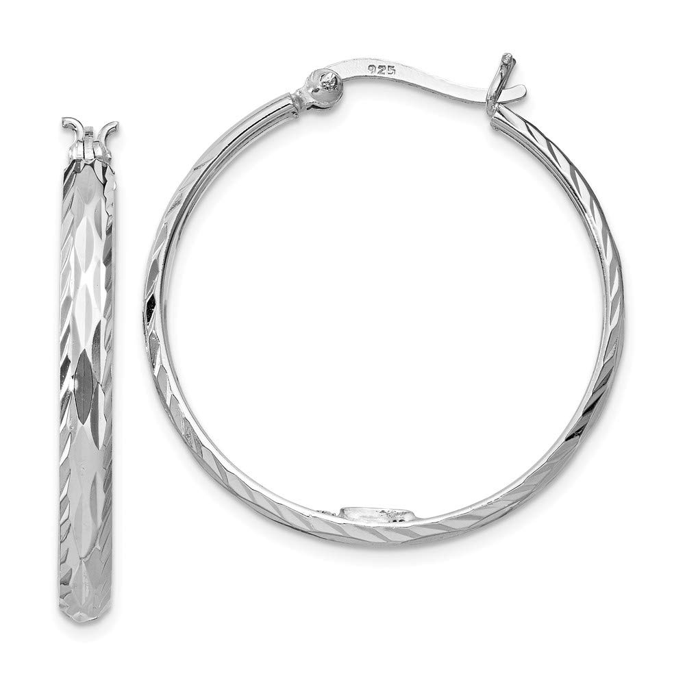 Sonia Jewels 925 Sterling Silver Textured Medium Round Hoop Earrings 33mm - Hypoallergenic Dangle Earrings for Women, Gift for Her, Everyday Wear & Special Occasions