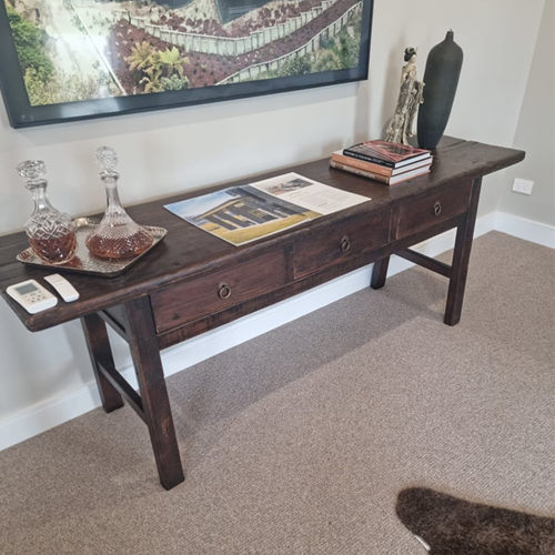 Vintage Original Console with 3 Drawers - Mid-Century Modern TV Stand for Living Room, Bedroom & Home Office Storage