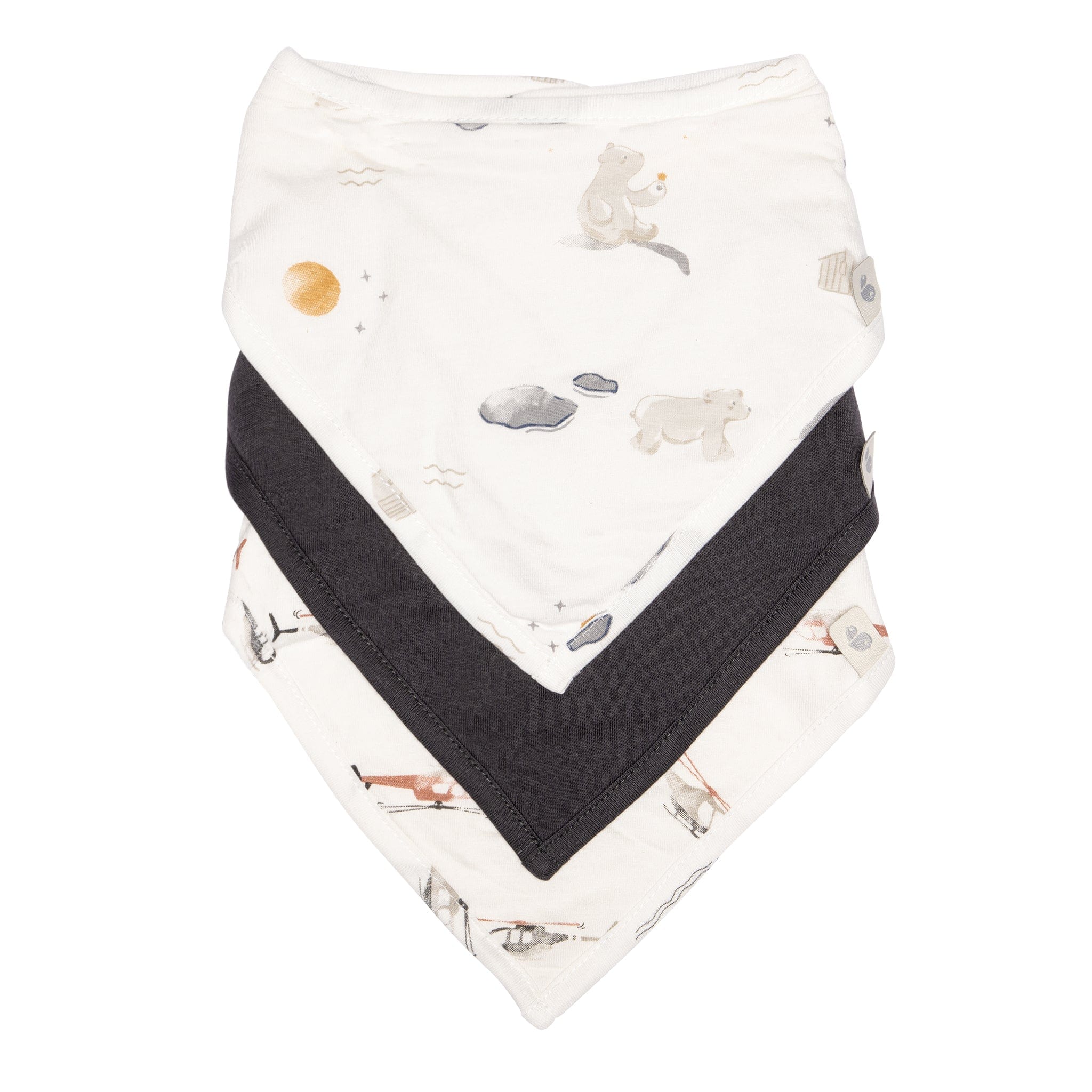 3-Pack Bamboo Baby Bibs - Moon, Charcoal & Helicopter Designs | Soft, Absorbent & Eco-Friendly for Mealtime & Drool Protection
