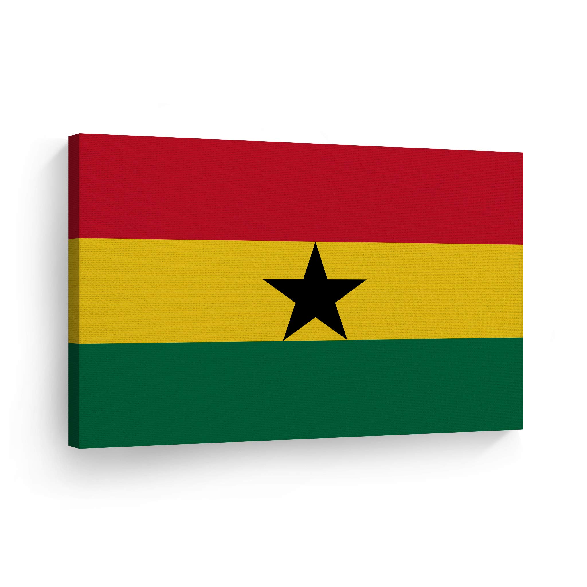 Ghana Flag Canvas Wall Art Print - 24x36 Inches, Ready to Hang, Made in USA | Modern Home Decor for Office, Living Room, Dorm, Bedroom, Kitchen, Man Cave & Sports Bar | Perfect for Patriotic Displays, African-Themed Rooms & International Decor