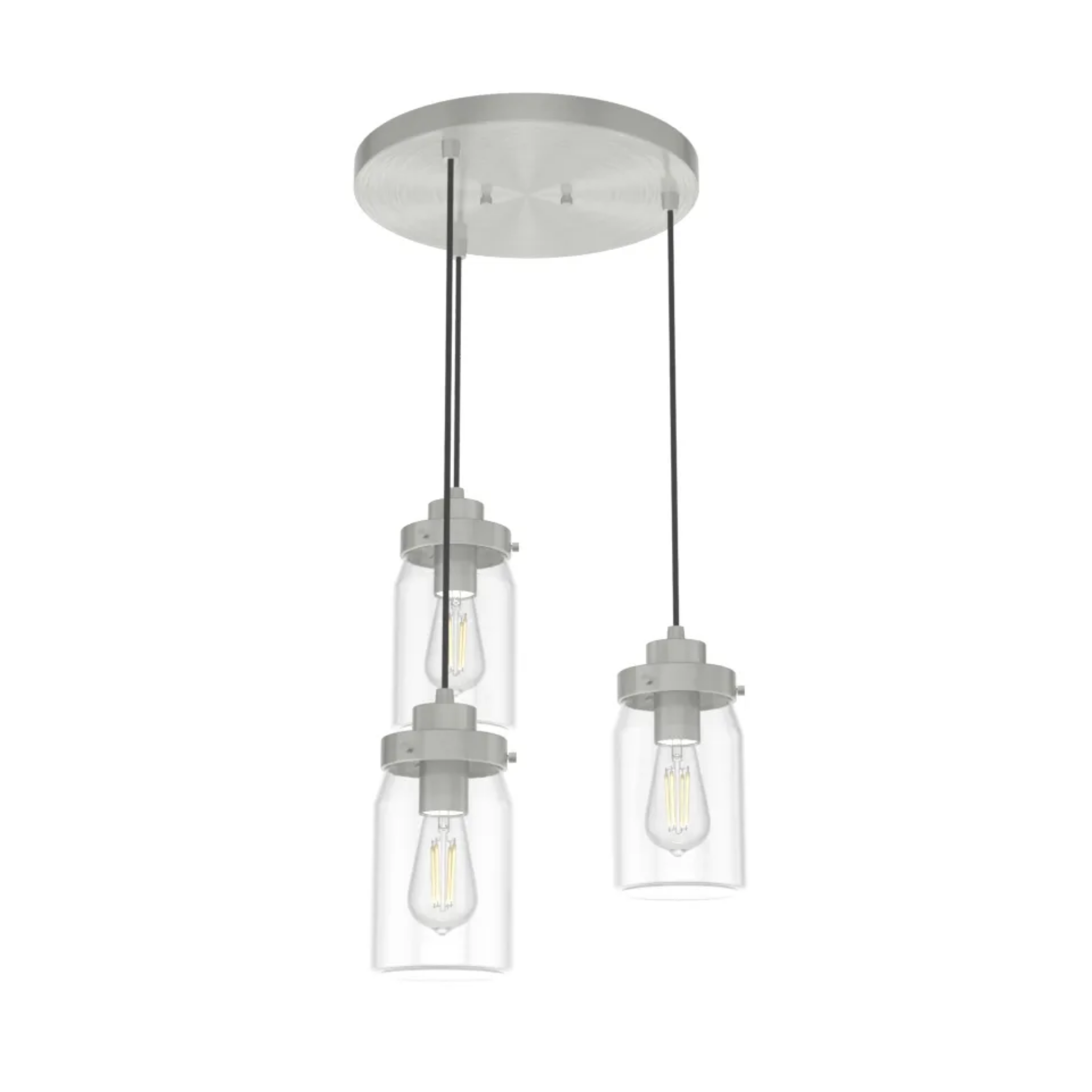 Hunter Devon Park 3-Light Brushed Nickel Chandelier - Modern Ceiling Light Fixture for Dining Room, Bedroom, or Living Room Decor
