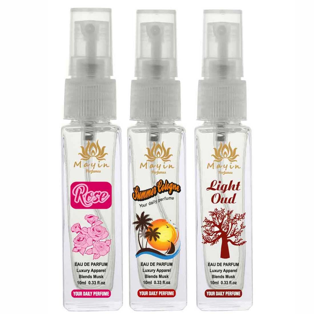 Mayin Rose Summer Cologne for Women - Light Oudh Eau De Parfum & Pocket Perfume Set (3x30ml) - Floral Fragrance Gift Set for Date Night, Office & Special Occasions