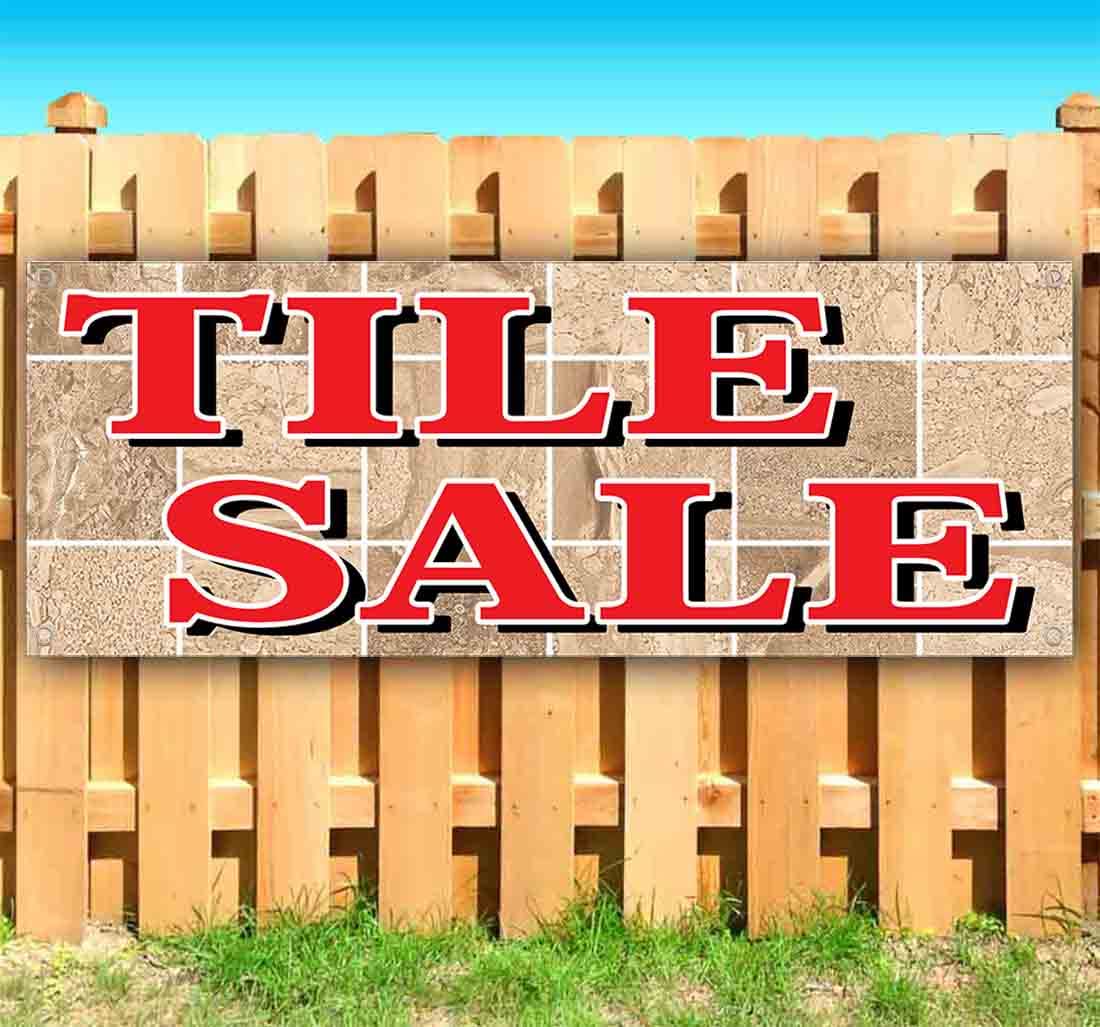 13 oz Heavy-Duty Vinyl Tile Clearance Banner with Metal Grommets - Non-Fabric, Single-Sided - Perfect for Store Sales, Clearance Events & Retail Promotions