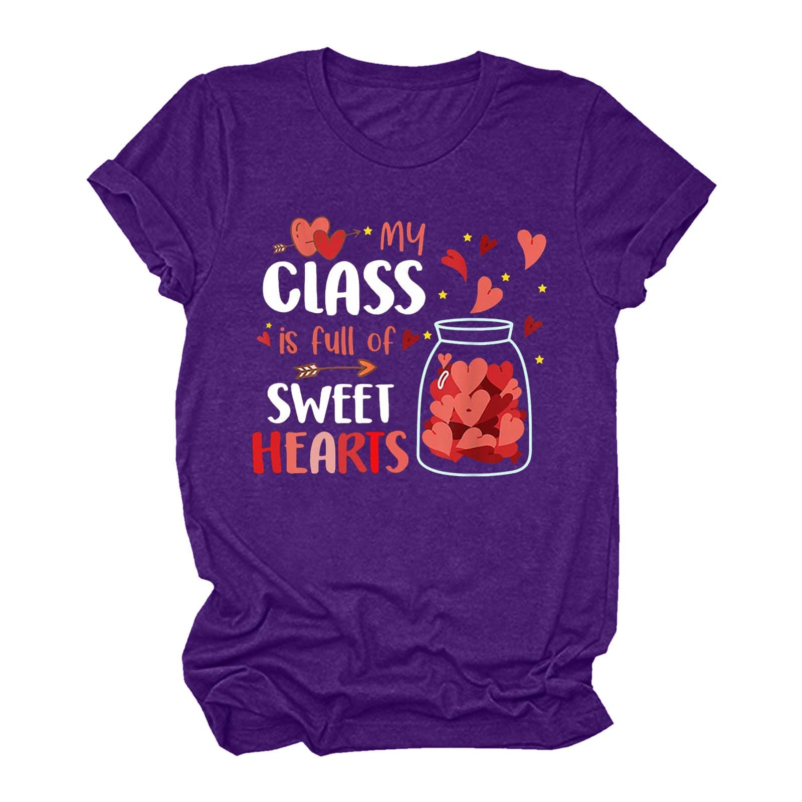 Women's Casual Printed Short Sleeve Blouse - Round Neck Loose Fit Tunic Top (Purple, Large) | Perfect for Summer Outfits, Beach Wear & Everyday Comfort