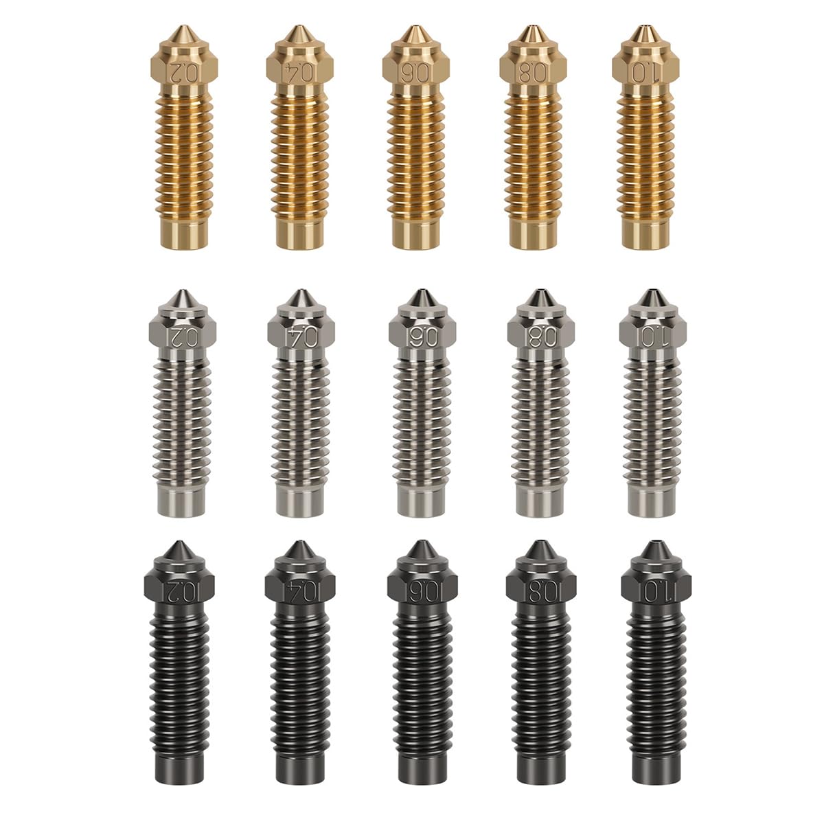 15PCS 3D Printer Nozzle Kit for Elegoo Neptune 4 Plus/Max - Brass, Copper Plated & Hardened Steel Nozzles (0.2/0.4/0.6/0.8/1.0mm) - Perfect for High Precision Printing, DIY Projects & Rapid Prototyping