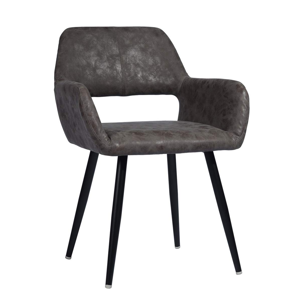 Mid-Century Modern Accent Chair - Faux Leather Upholstered Armchair for Living Room, Bedroom & Office - Gray Contemporary Lounge Chair for Home Decor & Relaxation
