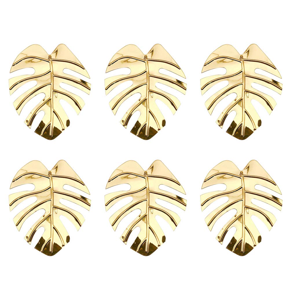 Hawaii Wedding Napkin Ring Holder - Gold Alloy Monstera Clasp for Party Decor