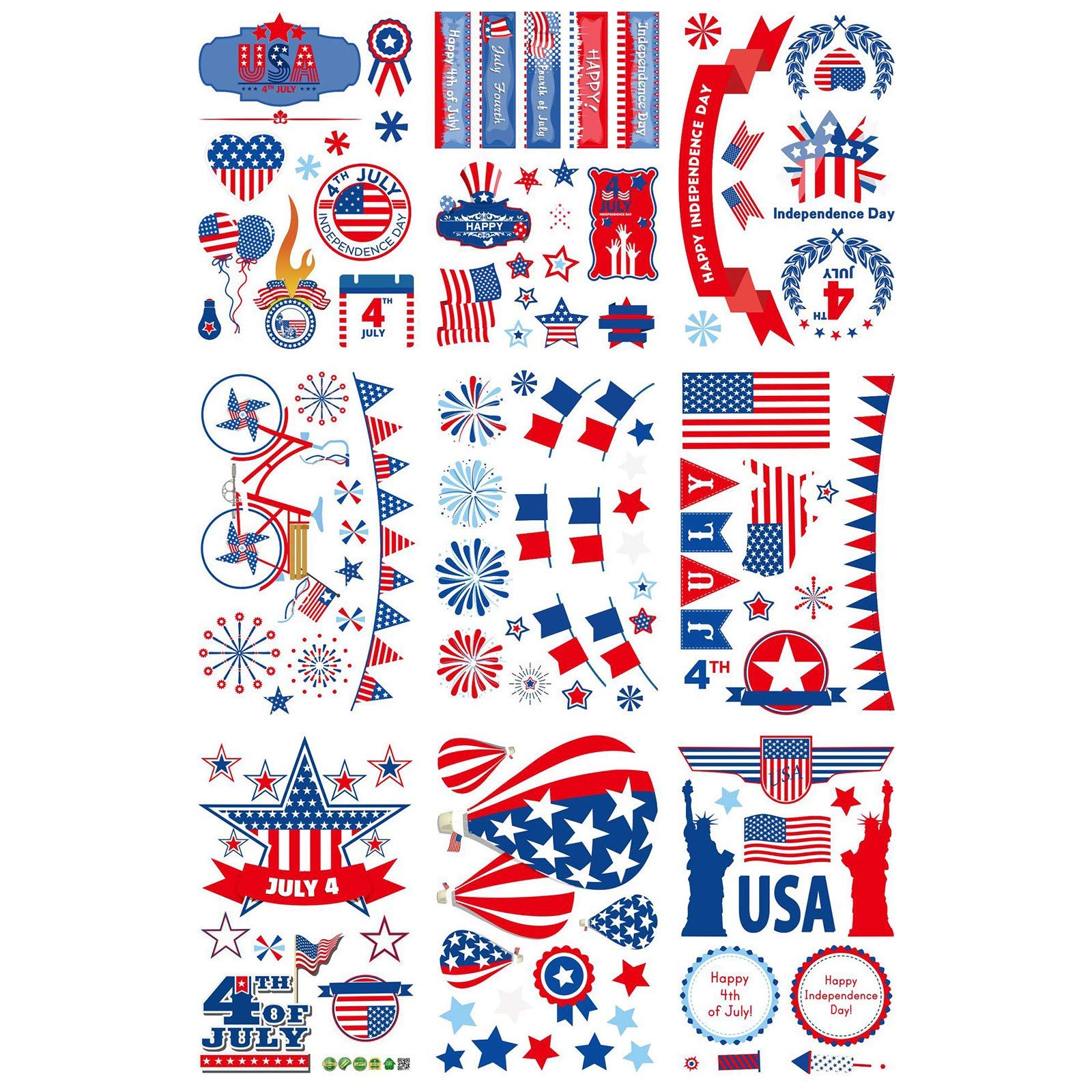 Stars USA Independence Patriotic Gnome Wall Decals - Patriotic Home Decor Stickers for Bedroom, Living Room, Office | Perfect for 4th of July, Memorial Day & Veterans Day Decorations
