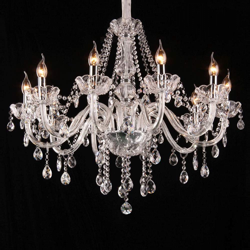Elegant Crystal Ceiling Light - Modern LED Chandelier for Living Room, Bedroom, Kitchen, Stairwell, Balcony & Restaurant | Dimmable Pendant Lighting Fixture for Home & Commercial Spaces