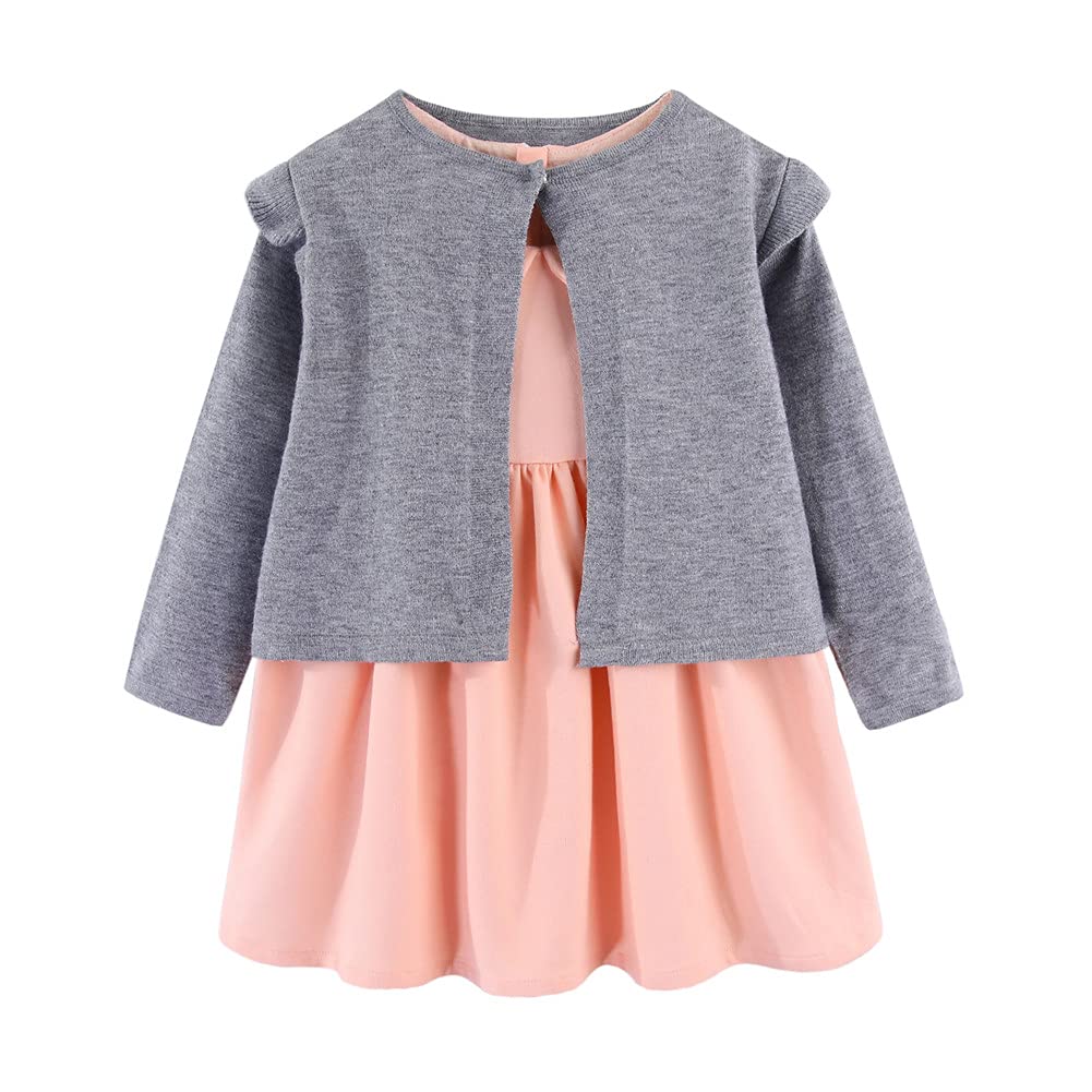 Mud Kingdom Toddler Girls' Jumper Dress & Cardigan Set - Cute 2-Piece Outfit for Baby Girls | Perfect for Birthday Parties, Family Photos & Special Occasions