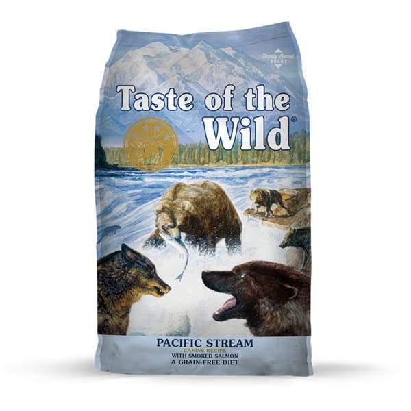 Taste of the Wild Pacific Stream Grain-Free Dry Dog Food with Smoked Salmon - 5lb & 14lb Bags | High-Protein Nutrition for Active Dogs | Perfect for Outdoor Adventures & Training Rewards