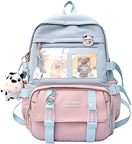 Kawaii Aesthetic Backpack with Pin - Cute School & Travel Bag for Girls