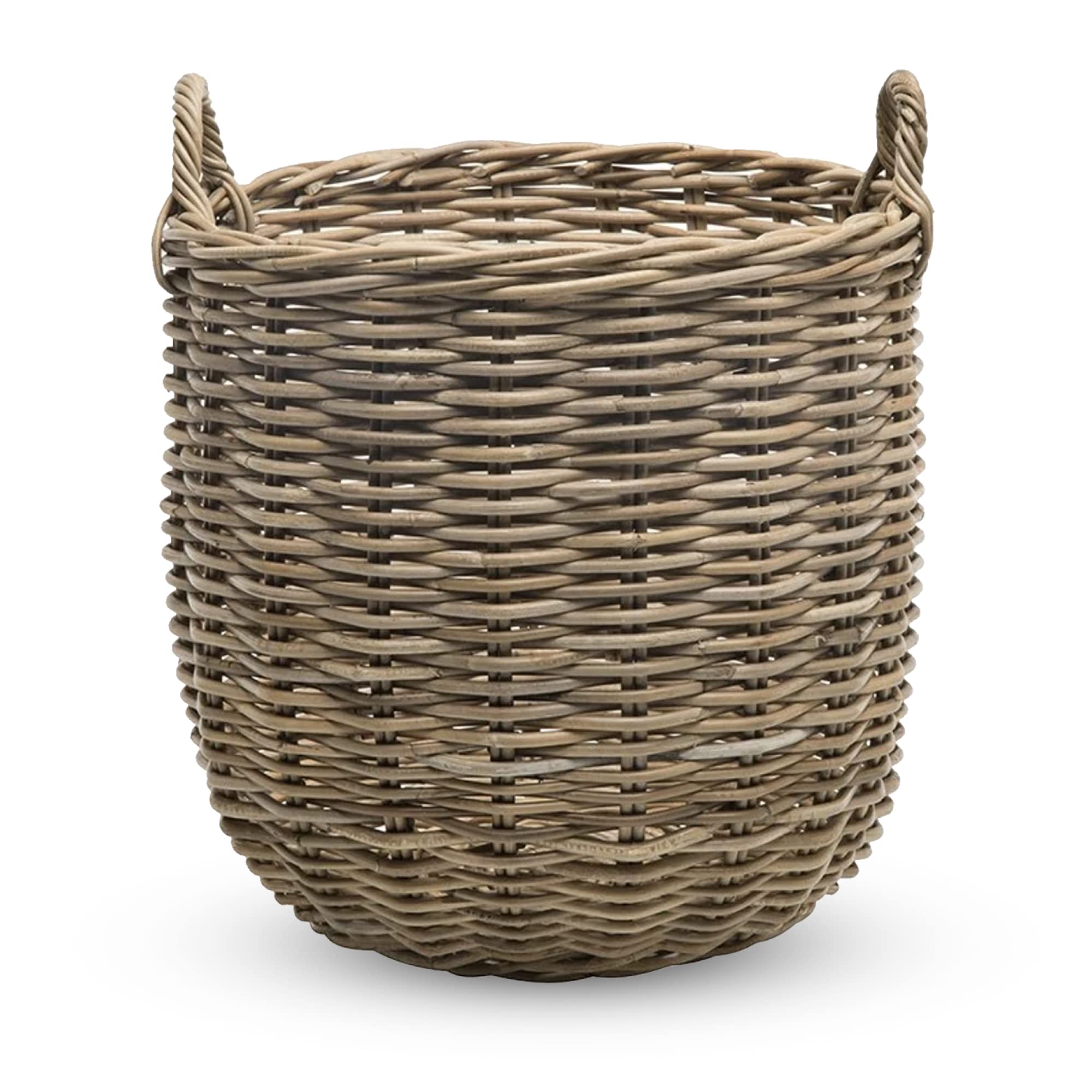 KOUBOO Handwoven Rattan Storage Basket with Handles - Round Woven Seagrass Organizer for Home Decor, Bedroom, Bathroom & Nursery - Gray-Brown Natural Fiber Basket for Toys, Blankets & Essentials