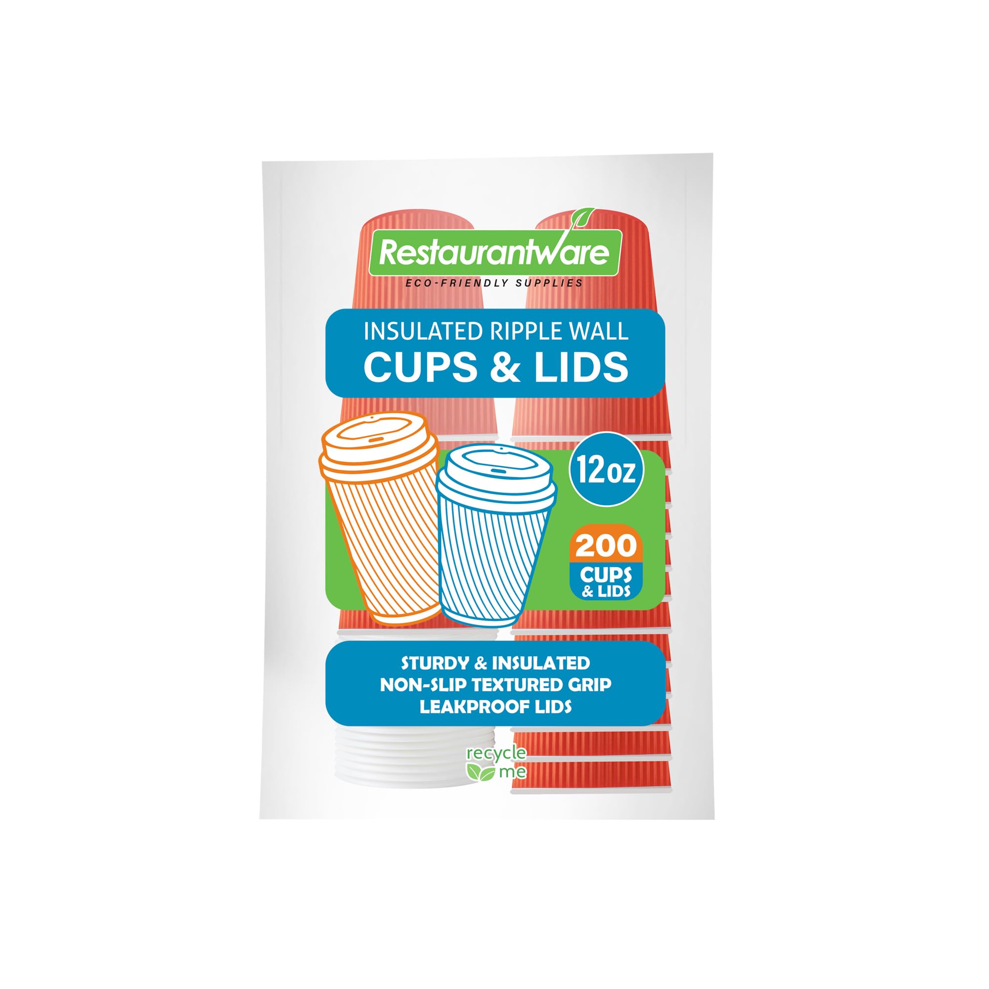 12oz Insulated Coffee Cups with Lids (200 Pack) - Leakproof & Non-Slip Tangerine Orange Disposable Paper Cups for Hot Beverages, Perfect for Coffee, Tea, Hot Cocoa - Ideal for Cafes, Offices, and Catering Events