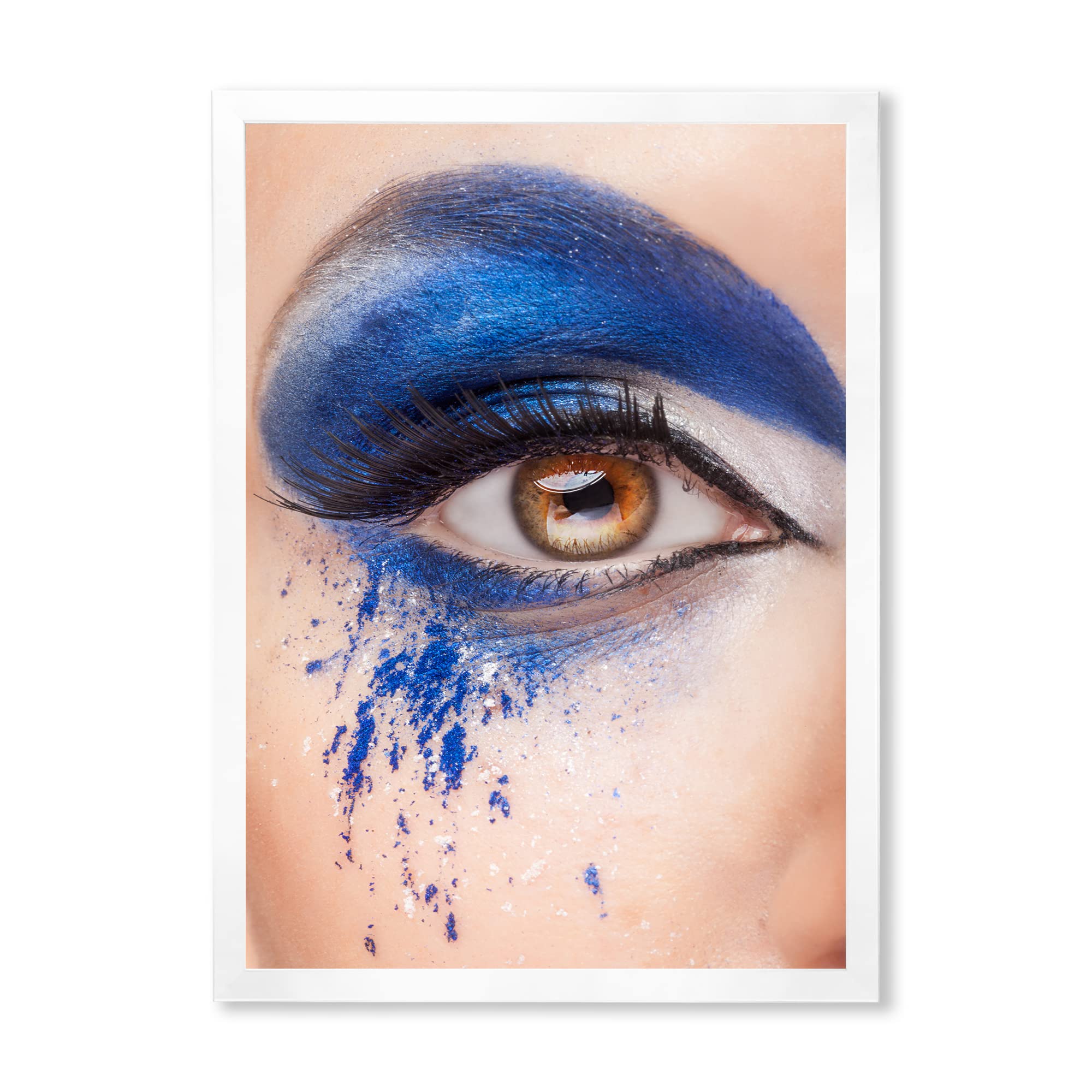 Blue Fantasy Eye Makeup Modern Framed Wall Art - Contemporary Home Decor for Living Room, Bedroom & Office