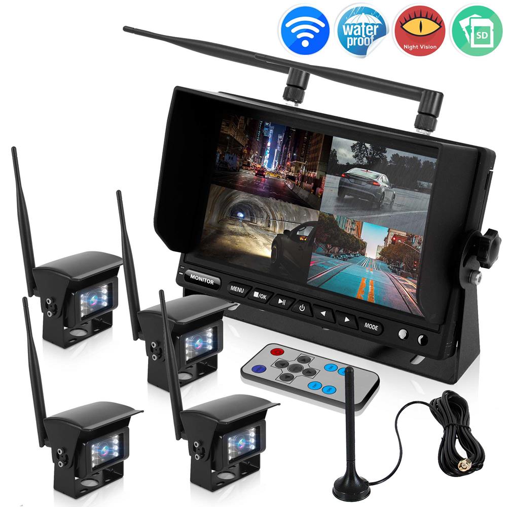 Wireless Backup Camera and Monitor System for Trucks & Buses - HD Night Vision, Waterproof, Easy Installation - Perfect for Parking, Reversing & Towing Safety