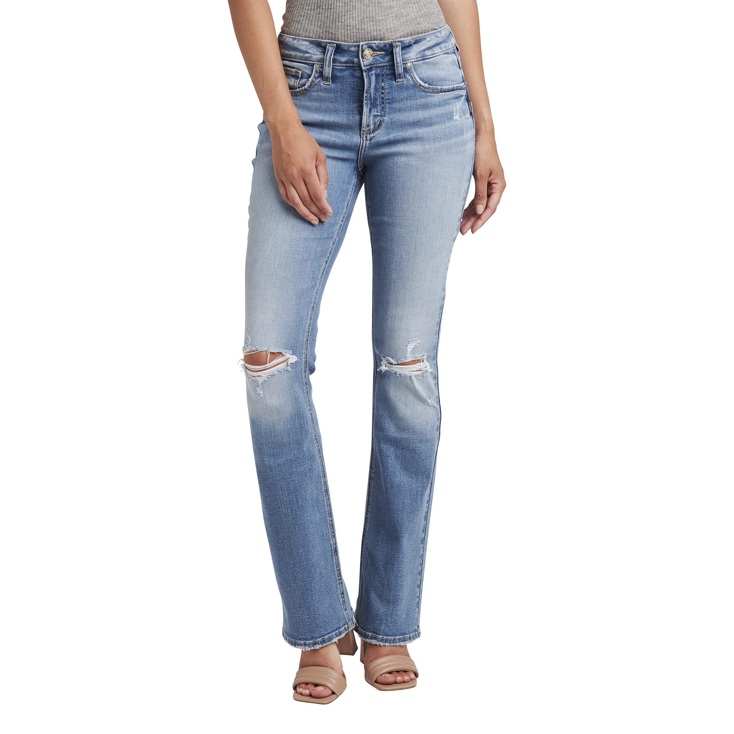 Silver Jeans Co. Women's Suki Mid Rise Slim Bootcut Jeans - Comfortable Stretch Denim Pants for Casual Wear & Night Out | Perfect for Work, Dating and Everyday Fashion