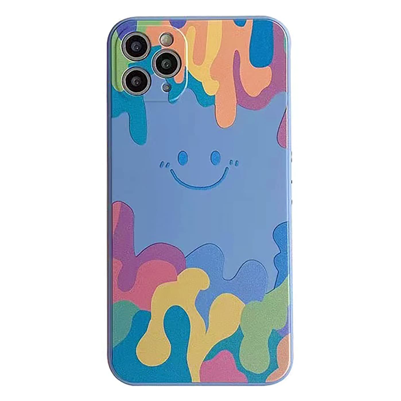 Ronssie Colorful Emojis Smiley Face iPhone 13 Pro Max Case - Cute Graffiti Rainbow Full Body Silicone Protective Cover for 6.7 inch (Gray) - Perfect for Teens, Girls & Everyday Use