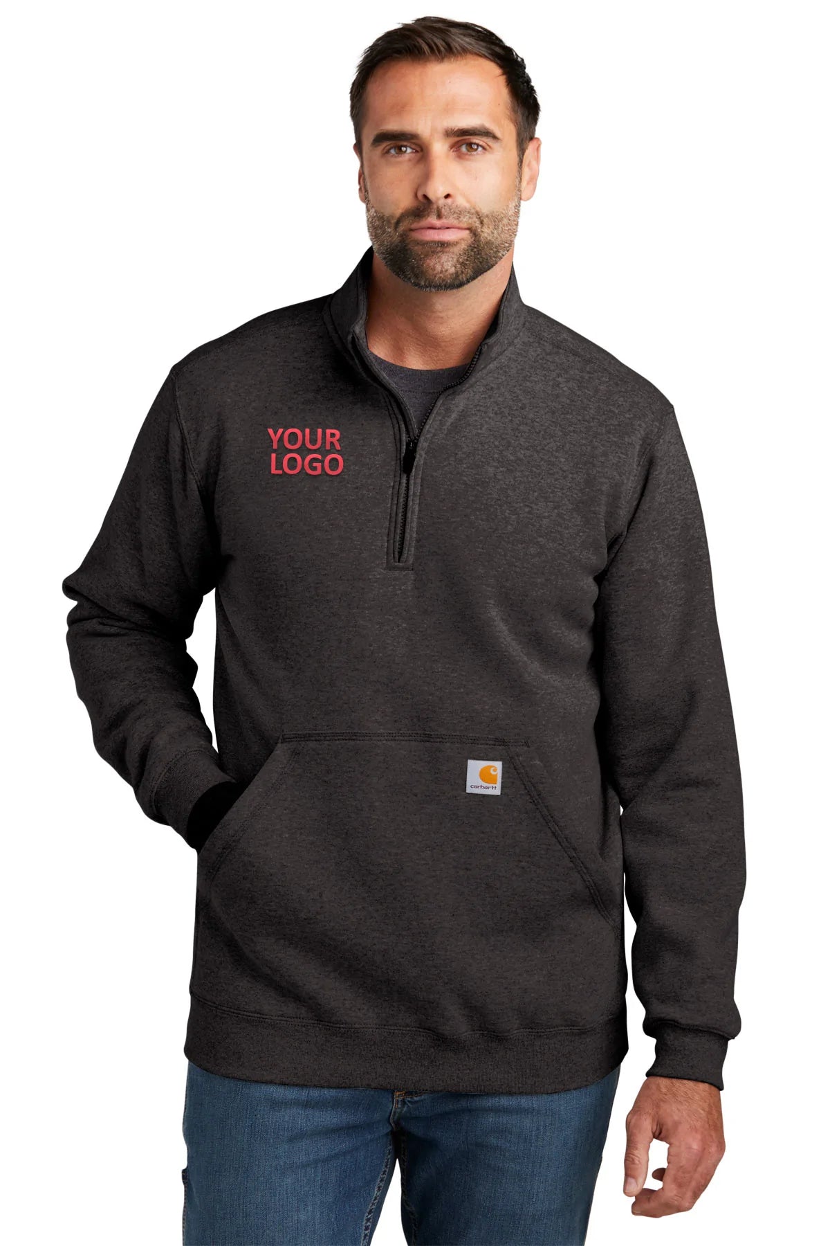 Carhartt Mock Neck Custom Sweatshirts for Men & Women - Carbon Heather Pullover for Work, Outdoor & Casual Wear