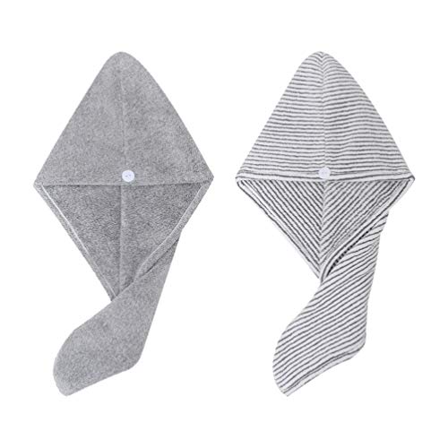 EXCEART 2 Pack Microfiber Hair Towel Wrap - Super Absorbent Hair Drying Towel for Women & Men, Soft Hair Turban for Wet Hair After Shower, Bath, Swimming or Salon Use