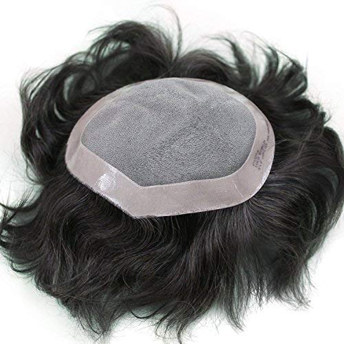 Professional 100% Human Hair Toupee for Men - Black & Brown Hair System | Hair Loss Solution, Wigs & Hair Patch | 6 Inch (9x7, Natural Black) | Easy Attachment with Tape or Glue | Perfect for Daily Wear, Special Occasions & Confidence Boosting