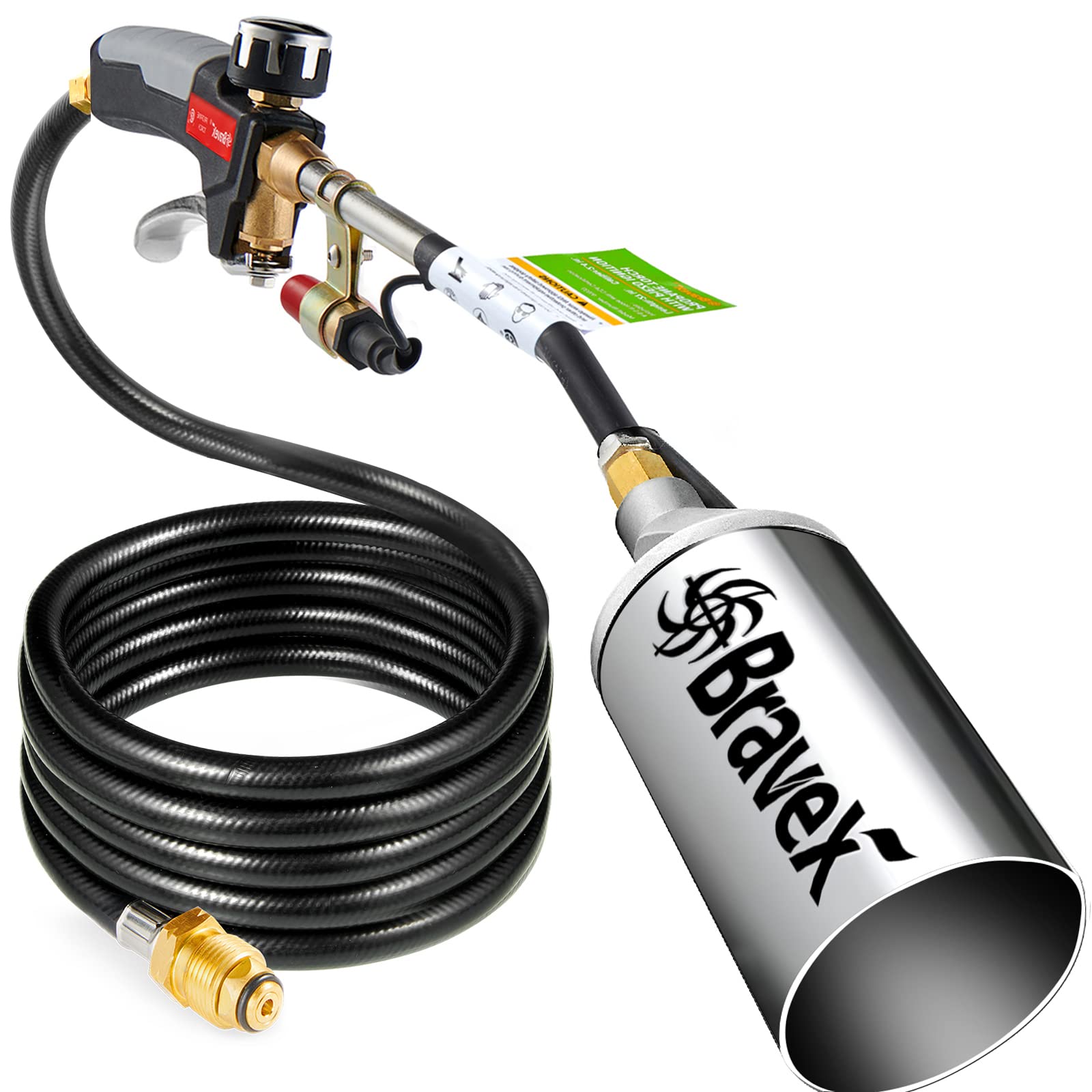 800,000 BTU Propane Torch Weed Burner with Push Button Igniter & Extension Hose - High Output Garden Torch for Weed Control, Wood Grain Burning, Asphalt Softening & DIY Projects - Perfect for Landscaping, Construction & Crafts