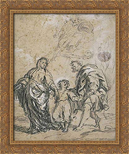 Bartolome Esteban Murillo Religious Painting - The Holy Family: Infant Jesus with Virgin Mary & St Joseph - 20x24 Inch Gold Ornate Wood Framed Canvas Art - Perfect for Home Chapel, Catholic Decor & Sacred Wall Art