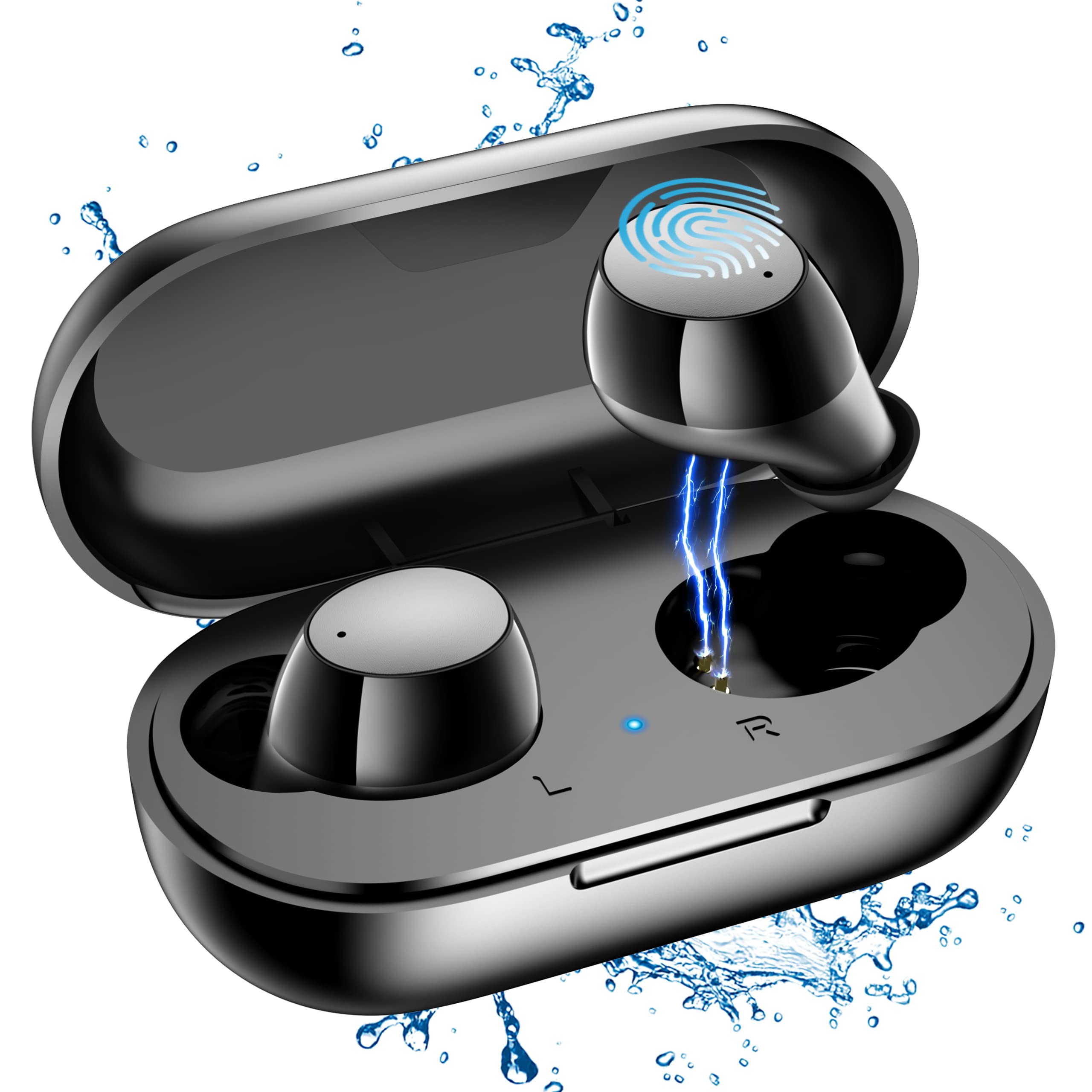 Mini Wireless Earbuds Bluetooth 5.2 - Lightweight Comfortable In-Ear Headphones with Deep Bass, Loud Sound & Microphone, IPX5 Waterproof for iPhone Android (Black) - Perfect for Gym, Running & Daily Commute