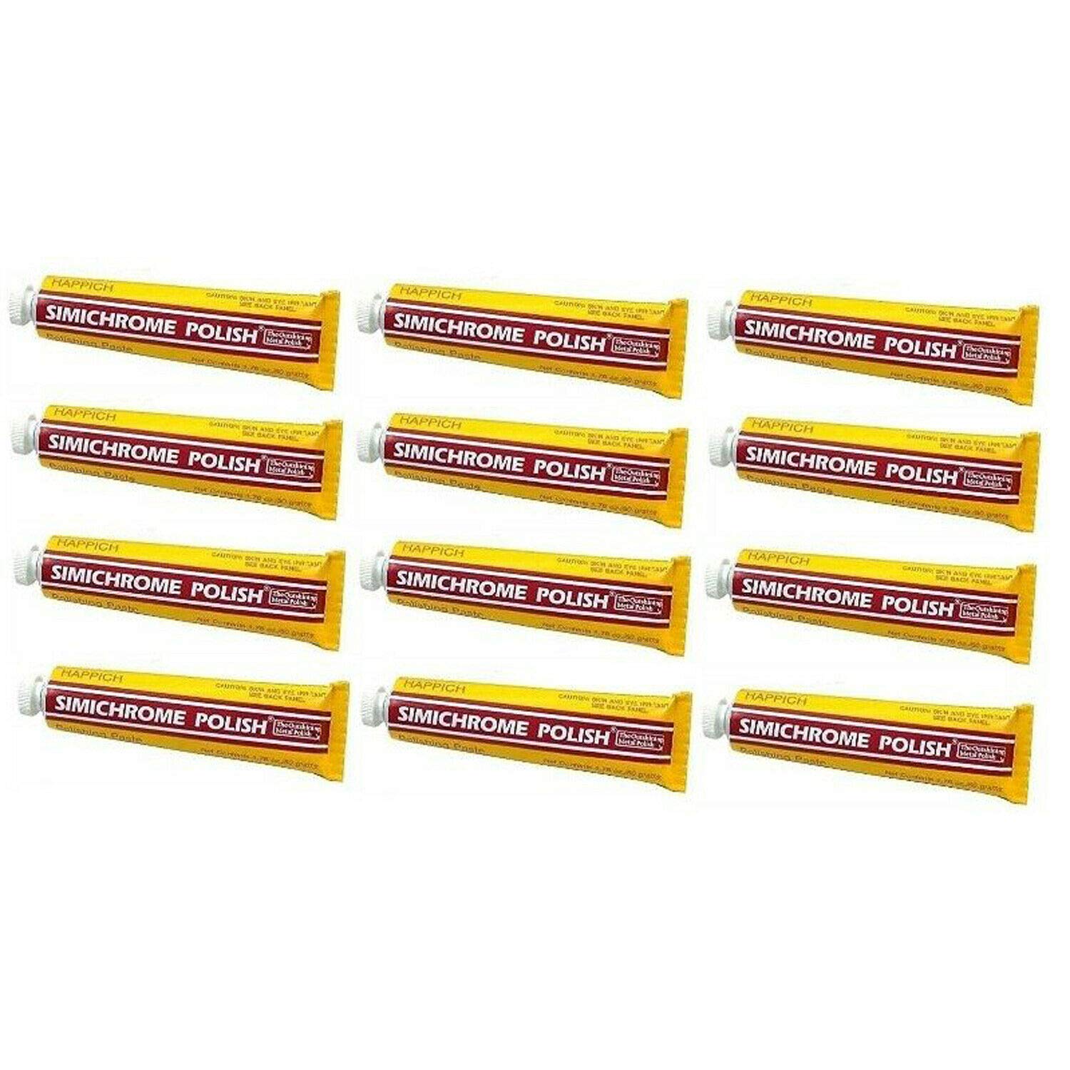 12 Pack Simichrome 390050 All Metal Polish Tube - 1.76 oz | Premium Metal Cleaner for Jewelry, Silverware & Motorcycle Parts | Restores Shine & Removes Tarnish