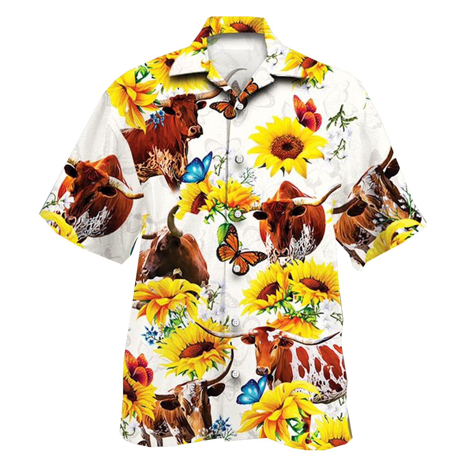 Stylish Sunflower Hawaiian Shirts for Men & Women - Vintage Farm Button Down Short Sleeve Shirt Set | Beach Vacation, Summer Party & Casual Wear
