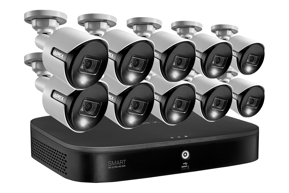 16 Channel 4K Ultra HD Security Camera System with 10 x 8MP Active Deterrence Cameras - Smart Motion Detection & Voice Control Compatible with Alexa/Google Home - Ideal for Home, Business & Outdoor Surveillance