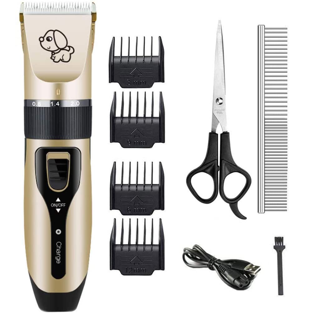 Professional Rechargeable Pet Grooming Clippers for Dogs & Cats - Electric Hair Trimmer Kit with Scissors & Comb - Perfect for Home Grooming & Professional Pet Salons