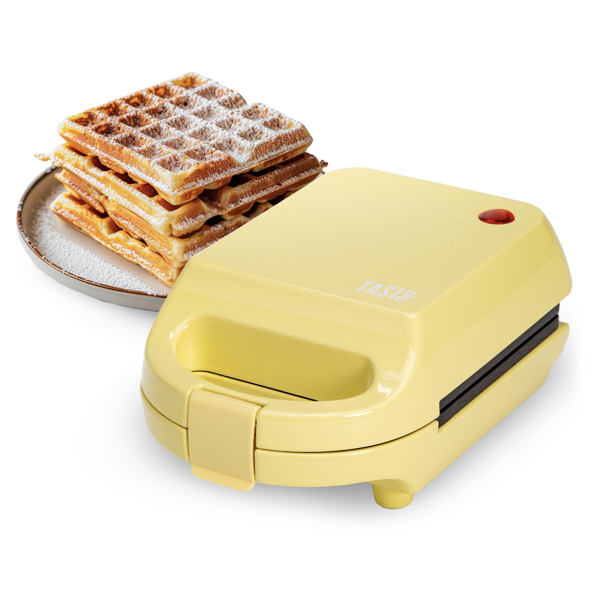 Mini Nonstick Waffle Maker - 600W Compact Electric Waffle Iron for Individual Waffles, Hash Browns & Brownies | Quick Cooking & Easy Clean | Perfect for Breakfast, Snacks & Desserts | Yellow