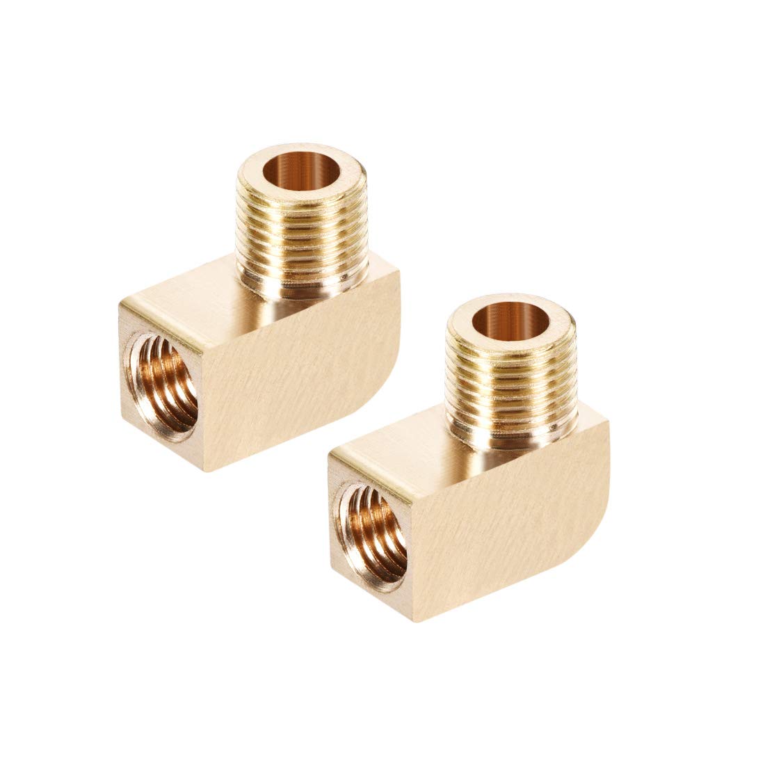 uxcell Brass Pipe Fitting 90 Degree Barstock Street Elbow G1/8 Male x M8 Female Thread - 2 Pack - Perfect for Plumbing, Hydraulic Systems & DIY Projects