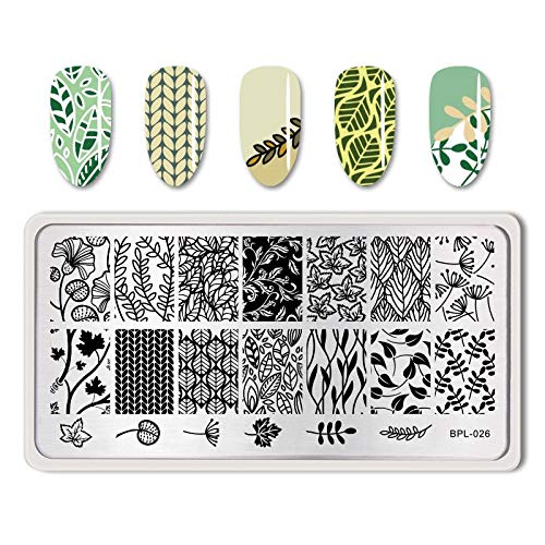 Nail Stamping Plates Kit with Flowers & Geometric Patterns for DIY Manicure - Home & Salon Use