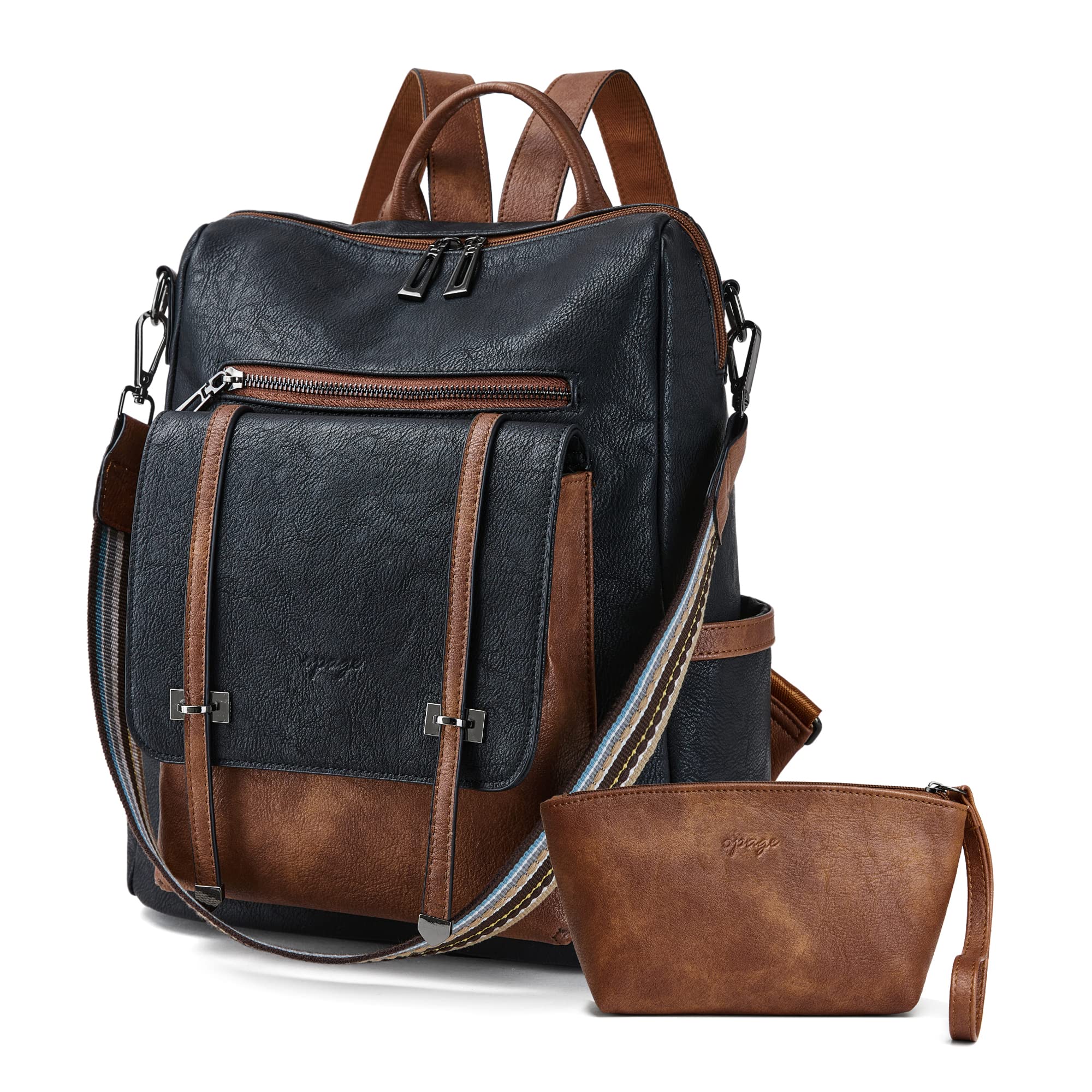 OPAGE Leather Backpack Purse for Women - Stylish Travel & Shoulder Bag for Daily Use