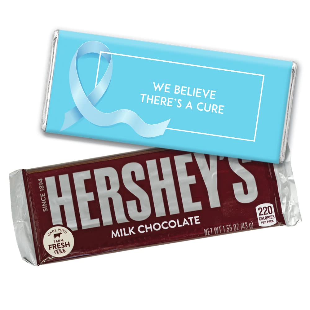 36 Count Blue Ribbon Prostate Cancer Awareness Wrapped Chocolate Bars - Personalized Promotional Candy (36Pcs) - Perfect for Fundraisers, Health Awareness Events & Corporate Gifts