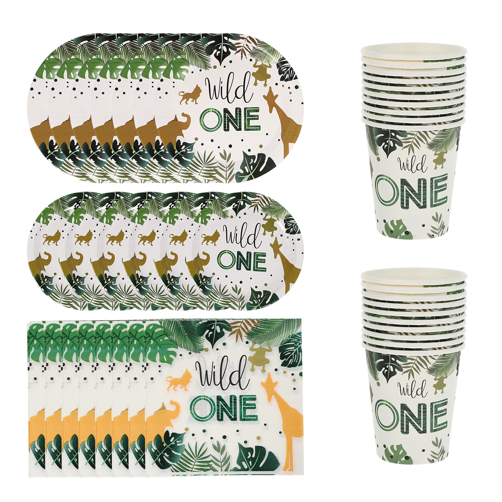 HEMOTON 50-Piece Greenery Party Tableware Set - Forest Theme Paper Plates, Napkins, Cups & Tissues (Includes 10 Dixie Cups & 20 Plates) for Baby Showers, Bridal Showers, Birthday Parties & Garden-Themed Events