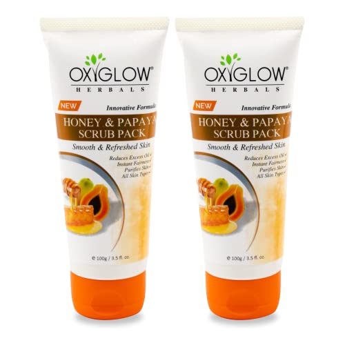 OxyGlow Herbals Honey & Papaya Enzymes Facial Scrub - 100g (Pack of 2) | Exfoliating & Brightening Face Wash for Glowing Skin | Perfect for Daily Skincare Routine & Spa Days