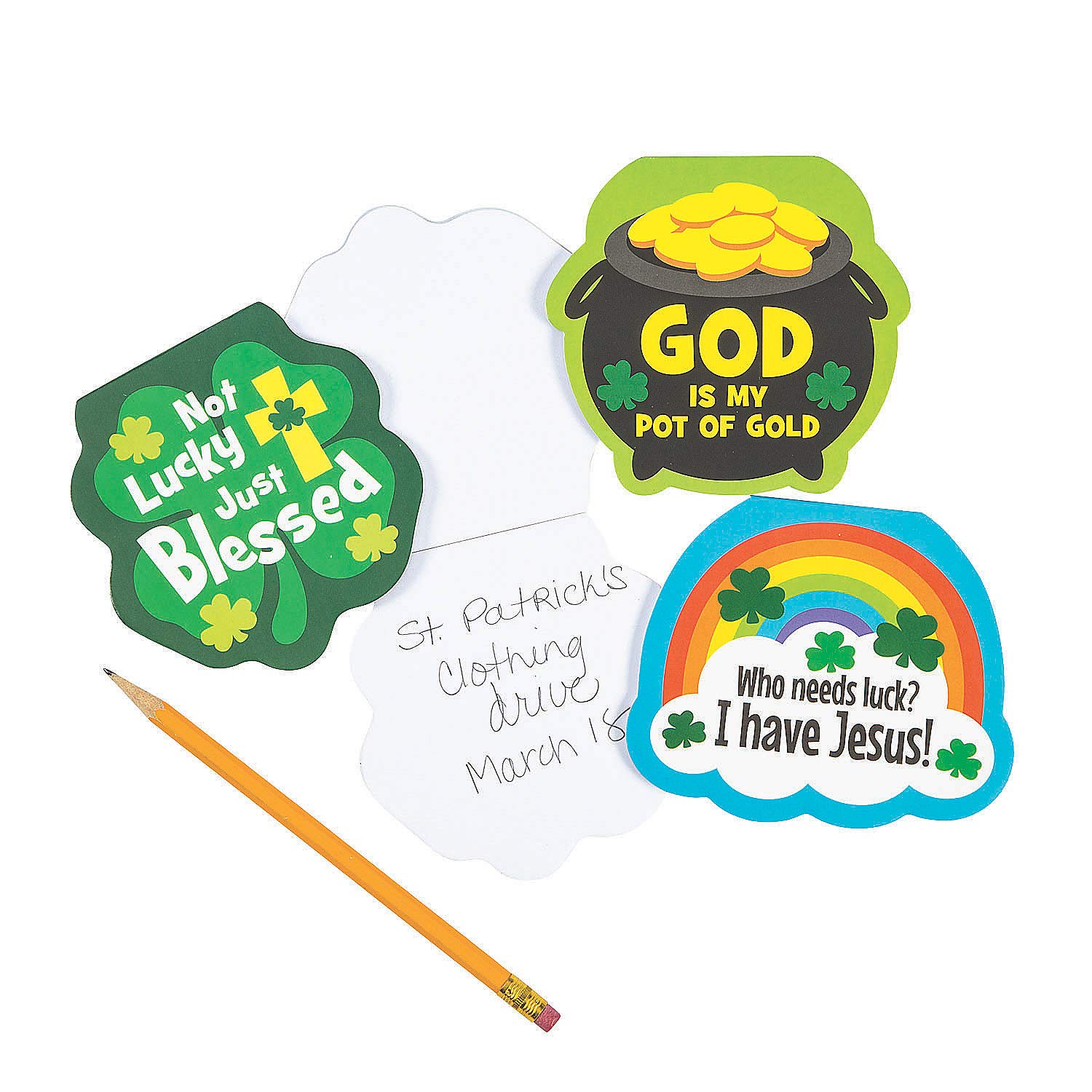Fun Express Religious St. Patrick's Day Notepads - 24-Piece Stationery Set for Office, School & Home Use
