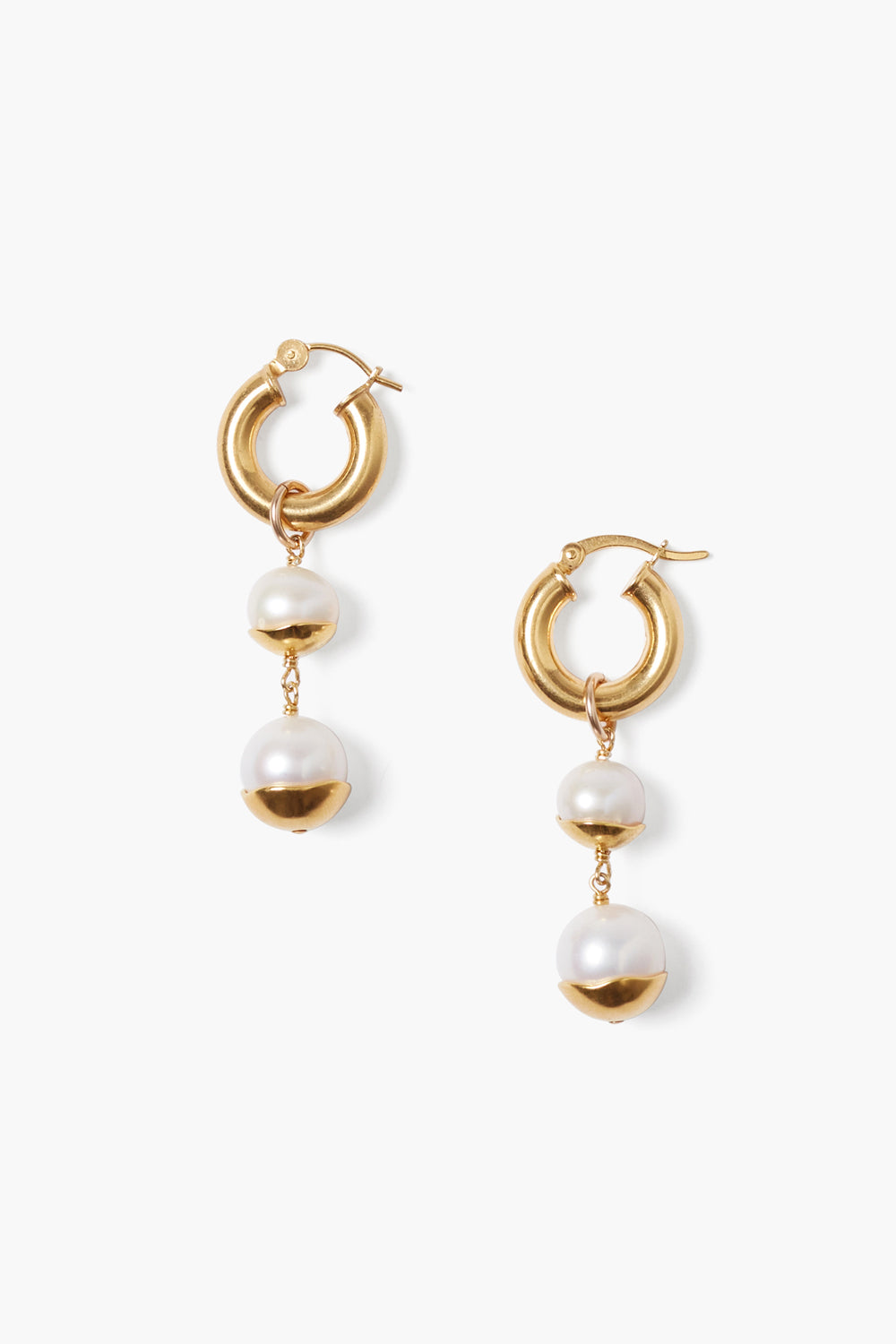 Gold Dipped Tiered Hoop Earrings with White Pearls - Elegant Women's Jewelry for Parties, Weddings & Everyday Wear