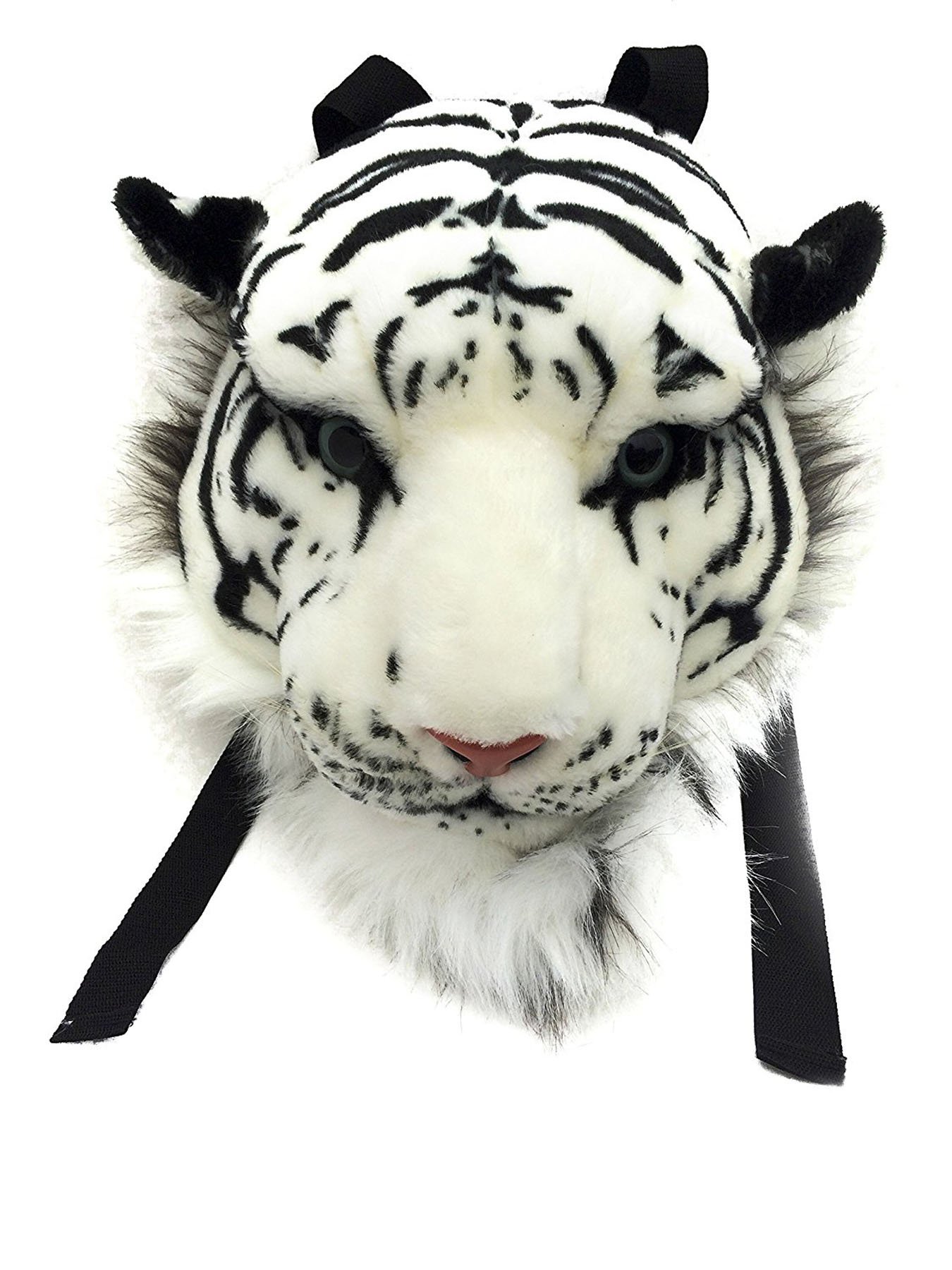 3D Animal Head Backpack - Tiger/Lion/Leopard/Bear Design with Wall Mount (White Tiger) - Perfect for Cosplay, Halloween Costumes & Unique Gifts